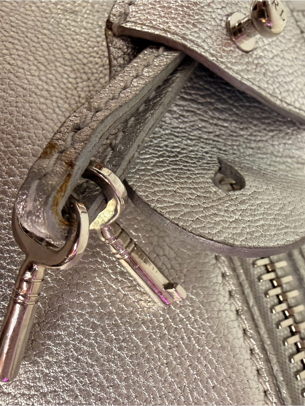 Ralph Lauren Collection Ricky Metallic Silver Pebbled Leather Clutch - Picture 14 of 16